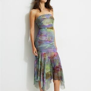 Dynamite Ruched Mesh Maxi Tube Dress